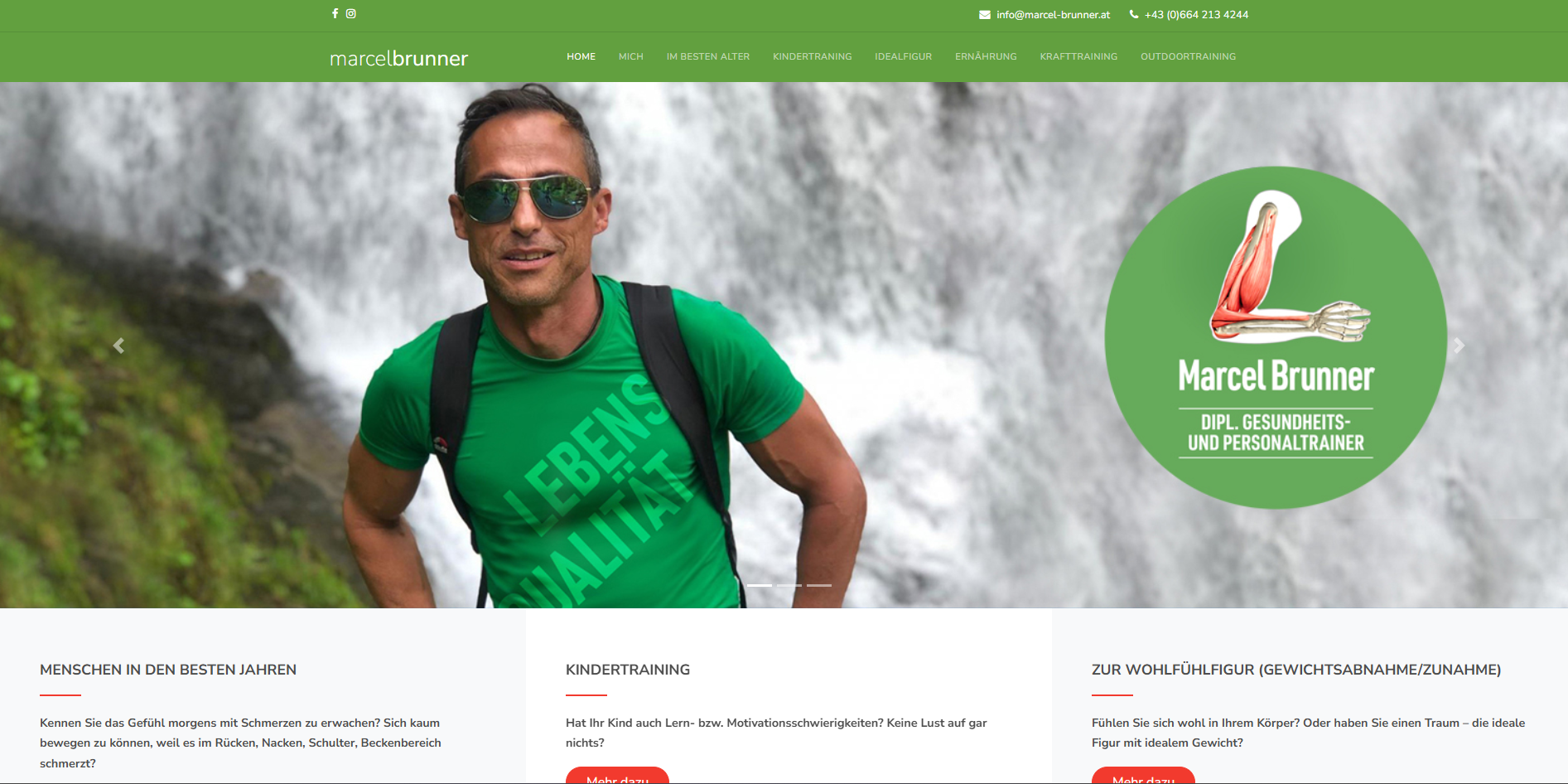 Mockup der Marcel-Brunner-Website mit Galerie-Layout